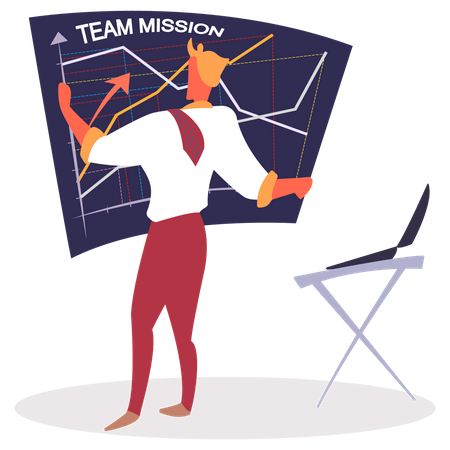 Man working on team mission Illustration