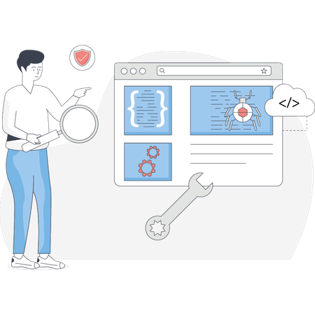 Man working on technical task  Illustration