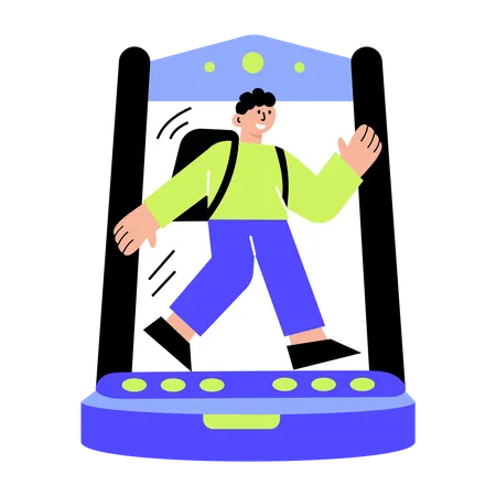 Man working on teleportation  Illustration