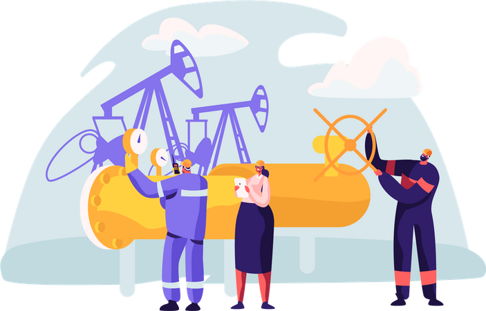 Man Working on the Pipeline  Illustration