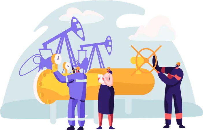Man Working on the Pipeline  Illustration