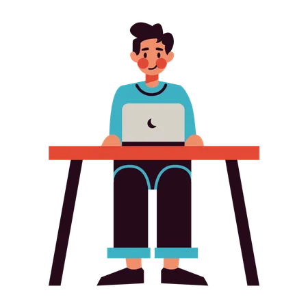 Man working on the table  Illustration