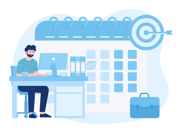 Planning Schedule Or Time Management With Calendar Business Activities Trending Concept Flat Illustration Illustration