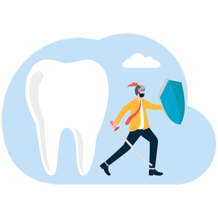 Man working on tooth protection  Illustration