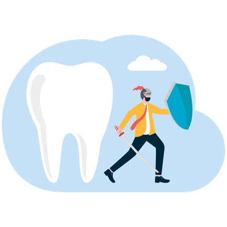 Man working on tooth protection  Illustration