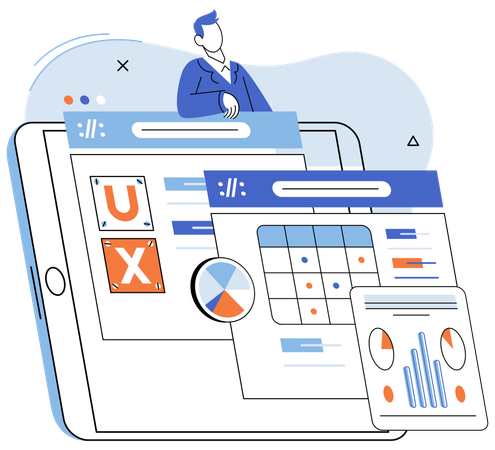 Man working on ui design  Illustration