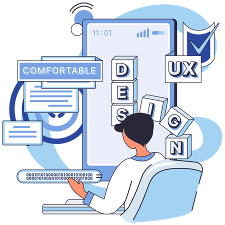 Man working on ui design  Illustration