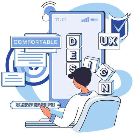Man working on ui design  Illustration