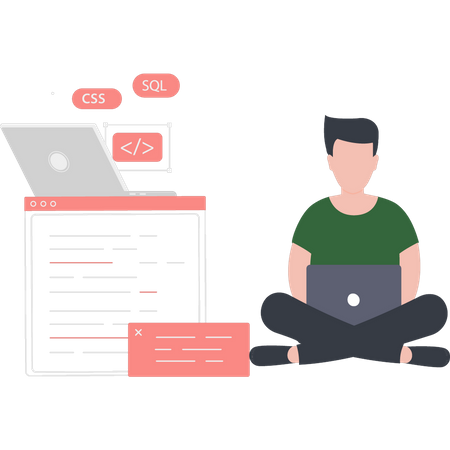 Man working on ui ux design  Illustration