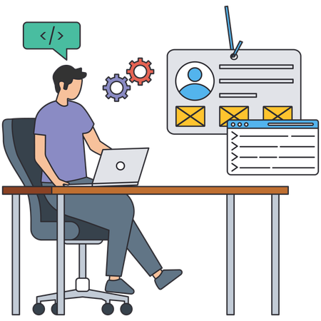 Man working on User Identification  Illustration
