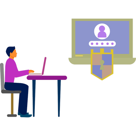 Man working on user password  Illustration