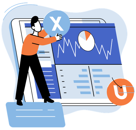 Man working on ux design  Illustration