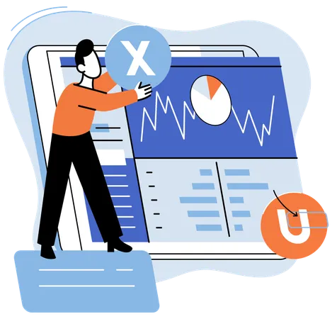 Man working on ux design  Illustration