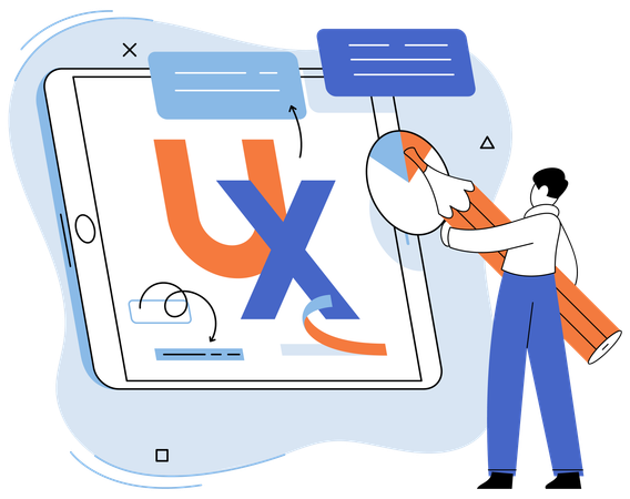 Man working on ux design  Illustration