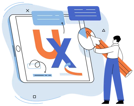 Man working on ux design  Illustration