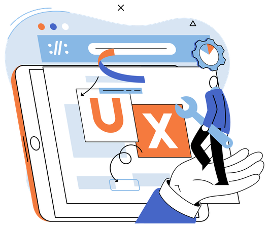 Man working on ux design  Illustration