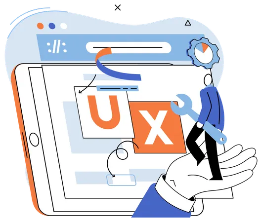 Man working on ux design  Illustration