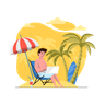 illustrations of working on vacation