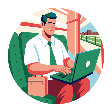 Man working on vacation  Illustration