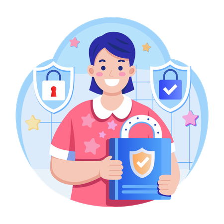 Man working on verified Security  Illustration
