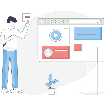 Man working on video editing  Illustration