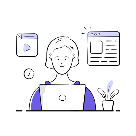 Man working on Video Tutorial  Illustration