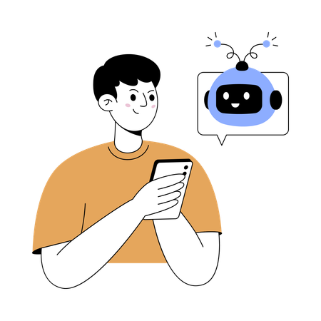 Man working on virtual assistance  Illustration