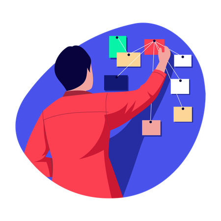 Man working on vision board  Illustration