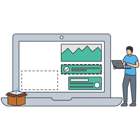 Man working on Web Builder  Illustration