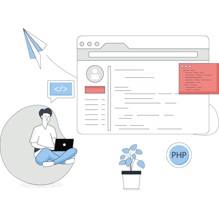 Man  working on web coding  Illustration