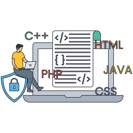 Man working on web development  Illustration