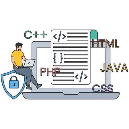 Man working on web development  Illustration