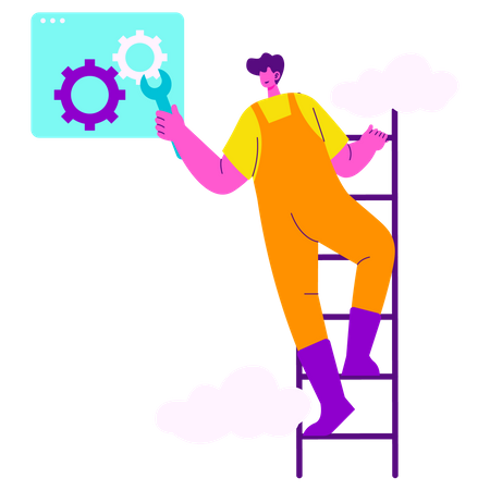 Man working on Web Maintenance  Illustration