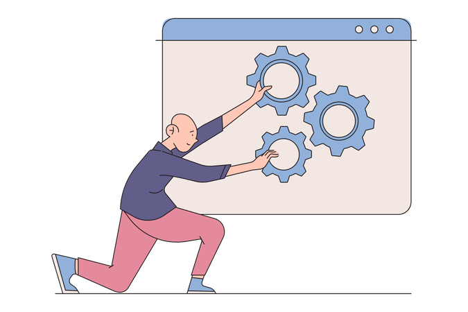 Man working on web maintenance  Illustration