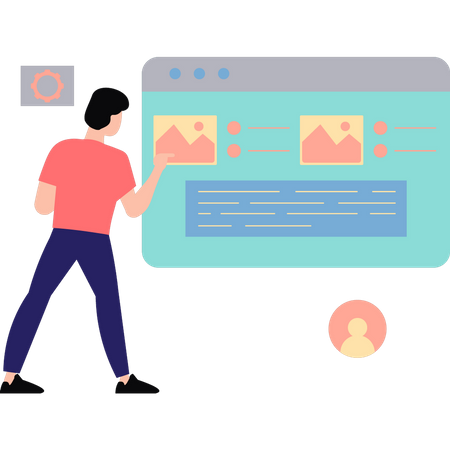 Man working on web page  Illustration