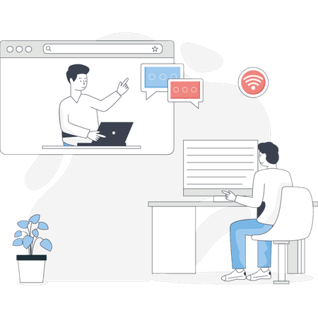 Man working on web page  Illustration