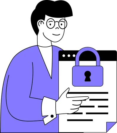 Man working on web security  Illustration