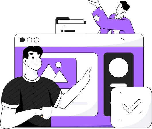 ウェブページを制作する男性  イラスト