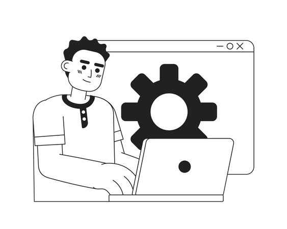 Man working on website development  일러스트레이션