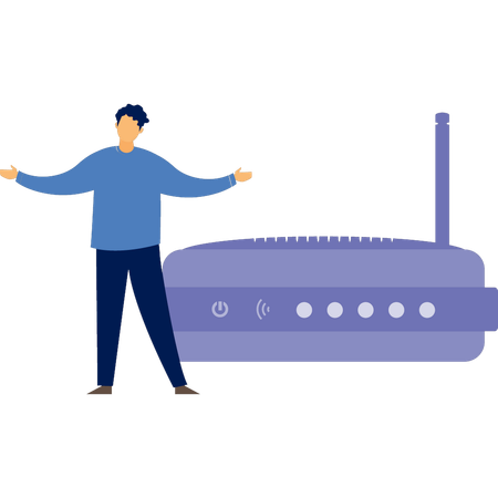 Man working on wireless signals  Illustration