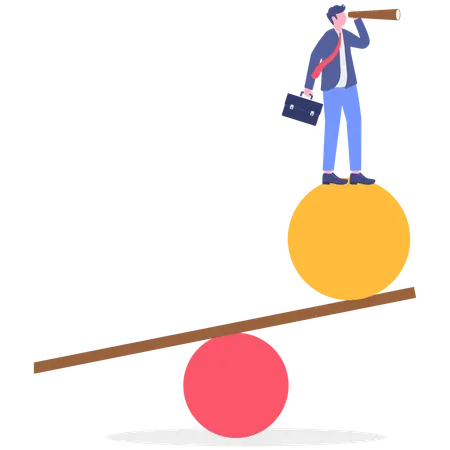 Man working on work life balance  Illustration