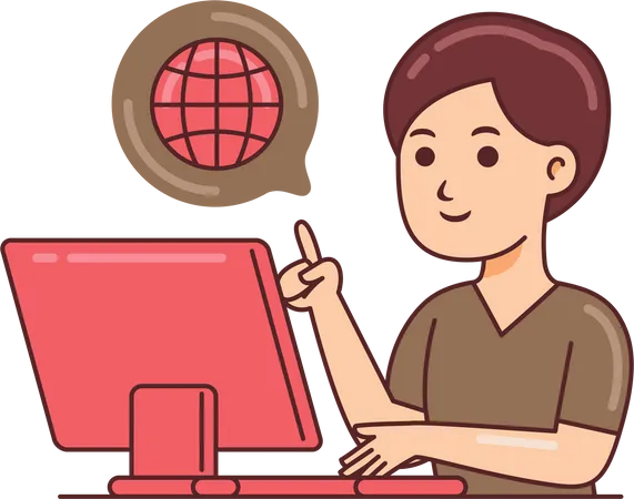 Man Working Online  Illustration