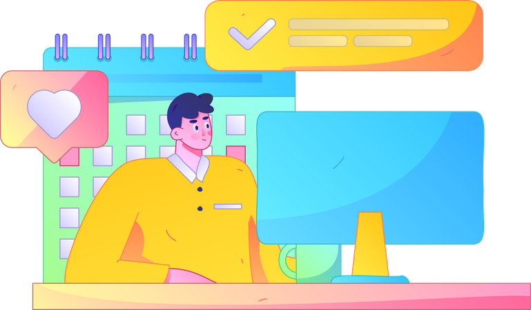 Man working online  Illustration