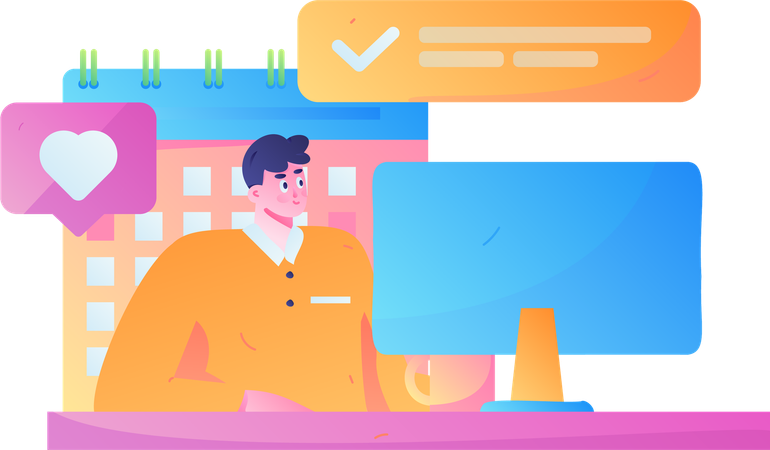 Man working online  Illustration