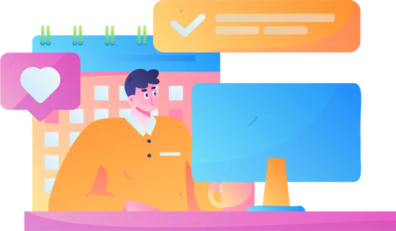 Man working online  Illustration