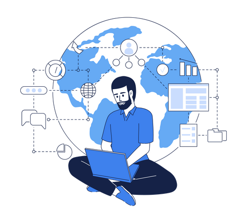 Man working online  イラスト
