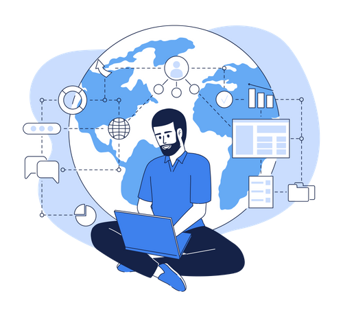 Man working online  イラスト