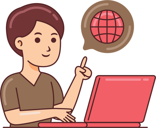 Man Working Online  イラスト
