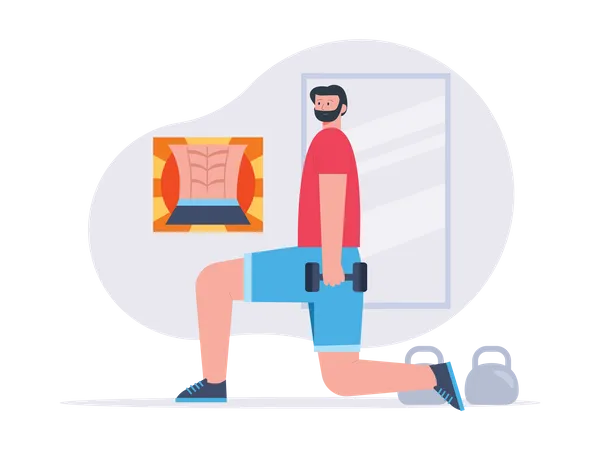 Man working out for six pack abs  Illustration