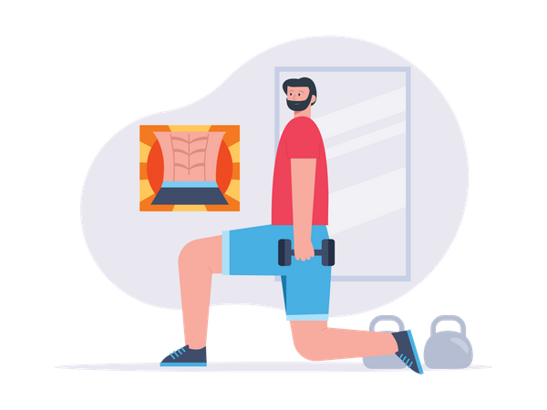 Man working out for six pack abs  Illustration